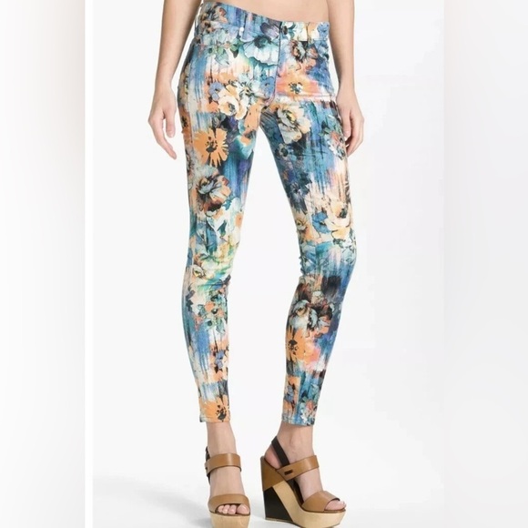 Dylan George Pants - Dylan George Mid Rise Skinny Runway Floral Jeans Size 25